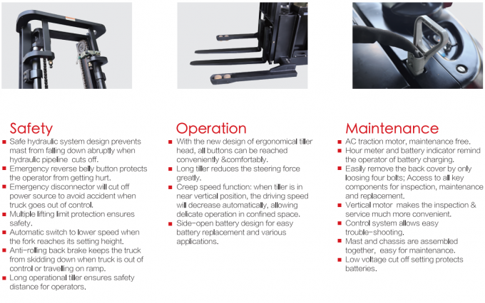 Hoog efficiënte elektrische palletstapler 1,5 t draagkracht 6