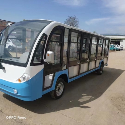 Batterij aangedreven 14 zitplaatsen Sightseeing bus Elektrovoertuig voor landschapsplaats volledig gesloten vrachtwagen