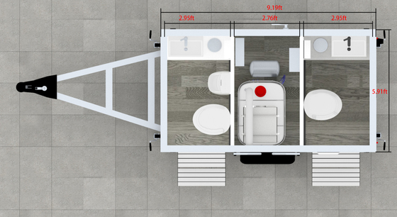Draagbare mobiele wc-trailer betaalbaar Outdoor Concessional Public Toilet Trailer Badkamer