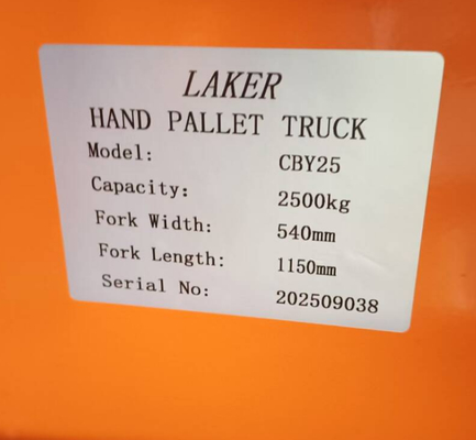 Euro Pallet Stabiele Draagkracht 2,5 ton Handpalletwagen met 550 mm breedte en 1150 mm vorklengte met dubbele nylon wielen