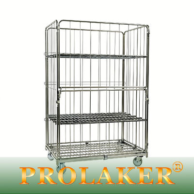 Industriële klasse 3-zijdige rolkooi ruimtebesparende vouw