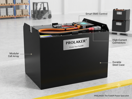 ProLaker Drop-in Loodzuur Vervangende LiFePO4 Heftruckaccu 24V 48V 80V, 210Ah-880Ah Aanpasbaar Voor Elektrische Heftruck Palletwagen Stapelaar Magazijn Materiaalhandling Met Slimme BMS