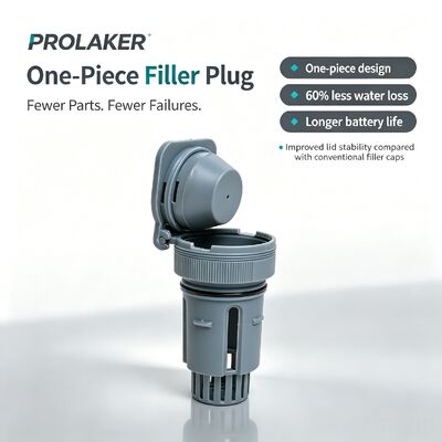 LAKER LK-CAP-4 Factory Direct Robuuste Anti-corrosie Grijze Plastic One-Piece Battery Vent Cap, Effectieve waterretentie voor elektrische Palet Truck & Forklift Traction Loodzuurbatterij Onderhoud